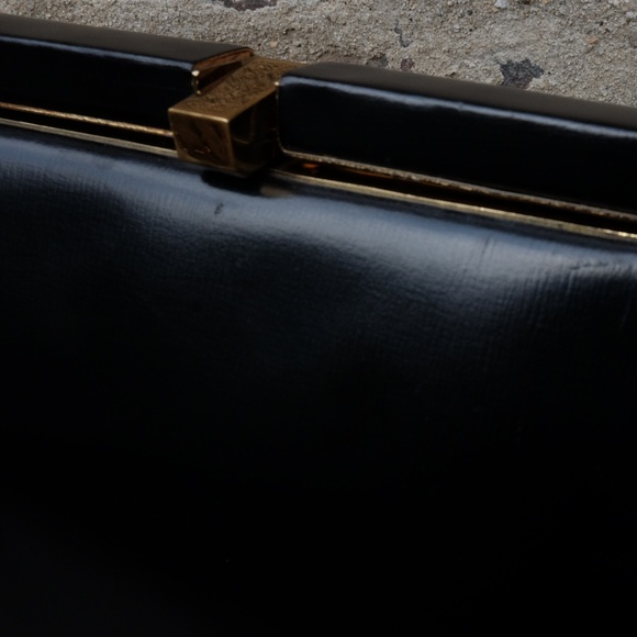 Vintage RICH CRAFT BAG Black Leather Structured Doctor Bag Handbag Purse - Picture 8 of 9